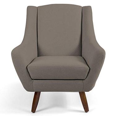 Imagem de Poltrona Decorativa Sala de Estar Pés de Madeira Naomi Veludo Bege - Gran Belo