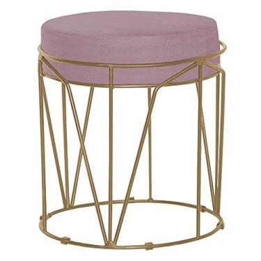 Imagem de Puff Decorativo Sala de Estar Base Gold Chloe Veludo Rosê - Gran Belo