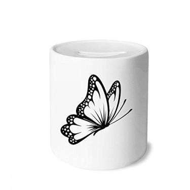 Imagem de DIYthinker Borboleta vintage simples em caixa de dinheiro preta caixa de cerâmica porta-moedas presente de cofrinho