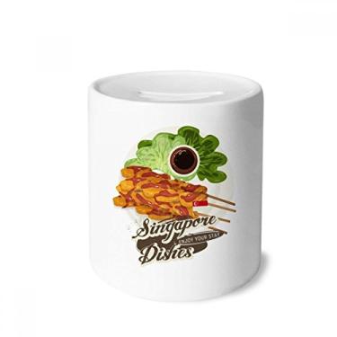 Imagem de DIYthinker Cingapura tradicional Satay Prato Dinheiro Caixa de Cerâmica Porta-Moedas Presente