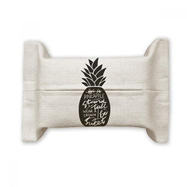 Imagem de Be a Pineapple Stand Tall citação preta suporte de capa de papel para lenços faciais bolsa de linho de algodão