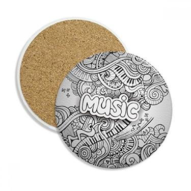 Imagem de Caneca de toca-copos com pintura de violino Rock Music Winding Cup com proteção de mesa e pedra absorvente