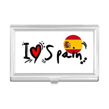 Imagem de I Love Spain Bandeira de palavras Love Heart Ilustration, porta-cartões de visita, caixa de bolso