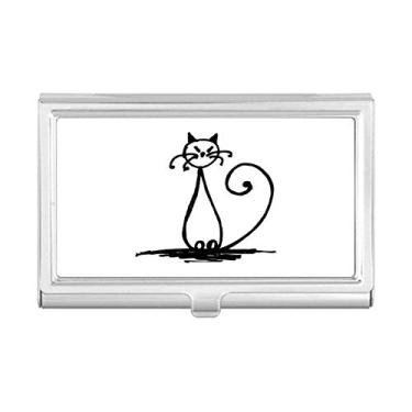 Imagem de Porta-cartões de visita Curly Tail Cat Smile Sit Line