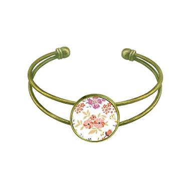 Imagem de Petal Flower Plant Paint Art Deco Presente Fashion Bracelete Retrô Joia de Punho Aberto