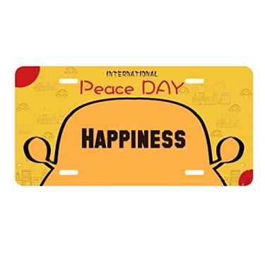 Imagem de DIYthinker Palavra de felicidade com frases inspiradoras Placa de licença Etiqueta Decoração de carro Dia da Paz