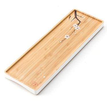 Imagem de Bandeja pequena de bambu bule de chá de mesa de chá, acessórios para decoração de casa