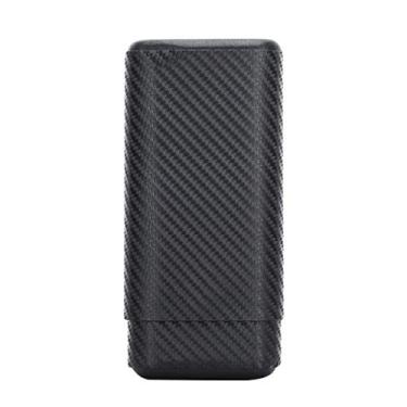 Imagem de Capa de charuto de fibra de carbono para 3 charutos com forro de madeira de cedro portátil, caixa de armazenamento de charutos para viagem – presente para homens