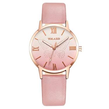 Imagem de Bigfanshu Relógios femininos pretos elegantes minimalistas ouro fosco couro inoxidável cinto feminino quartzo