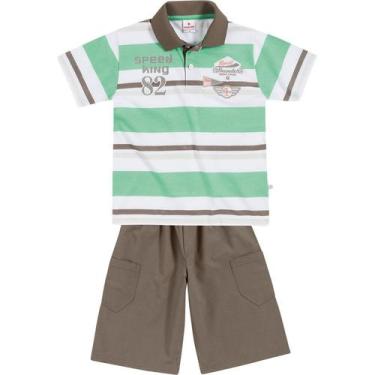 Imagem de Conjunto Infantil Brandili Camiseta Polo E Bermuda - Em Meia Malha E S