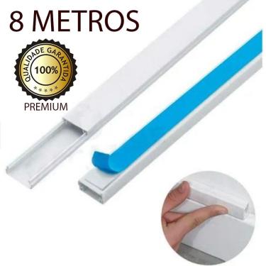 Imagem de 8M CANALETA COM FITA ADESIVA COLA MARCA BOA 20x10, SEM DIVISÓRIA PARA ESCONDER FIOS
