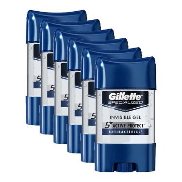 Imagem de Kit com 6 Desodorantes Antitranspirante Gillette Specialized Antibacterial Gel 82g