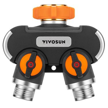 Imagem de Divisor de mangueira de jardim de 2 vias, conector de mangueira de água altamente durável, adaptador de torneira com aderência emborrachada confortável para irrigação por gotejamento, gramados