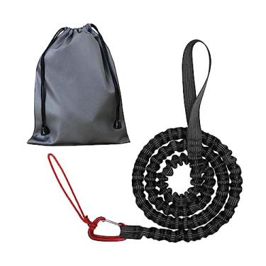 Imagem de Colaxi Corda de reboque elástica para bicicleta de estrada elástico reutilizável ferramenta ao ar livre puxando alça Corda de tração para reboque de, PRETO