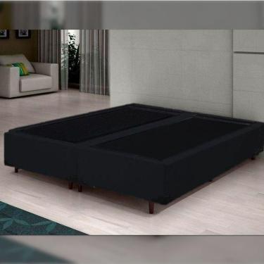 Imagem de Base Cama Box Queen Bipartido 1,58 x 1,98 x 0,28 Suede Amassado Lobbox - Preto