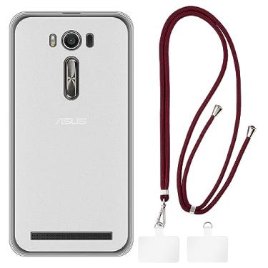 Imagem de Shantime Capa Asus Zenfone 2 Laser ZE500KL + cordões universais para celular, pescoço/alça macia de silicone TPU capa protetora para Asus Zenfone 2 Laser ZE500KL (5 polegadas)