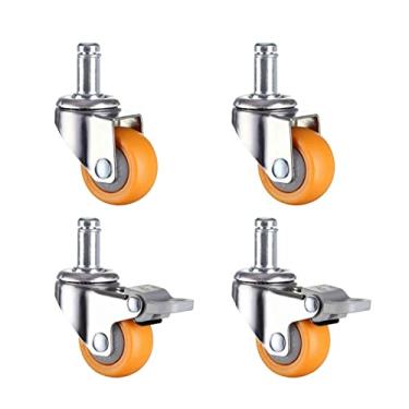 Imagem de Conjunto de rodas de rodízio de 360 graus roda de rodízio laranja giratória de 1/1,25/1,5/2 polegadas Rodas de nylon sem ruído para carrinho de compras 1/4 peças rodízios resistentes (cor: 4 peças 2não 2 com B, tamanho: 1,5