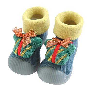 Imagem de Macaquinho para meninos neve Natal meias de bebê crianças meias de bebê desenhos animados sapatos de bebê meias de chão para bebês meninas, Verde, 3-3.5 Years Toddler