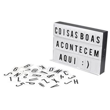 Imagem de Luminária Letreiro Quadrado Led Cinema Painel Light Box A4 96 Letras Números Ícones Portatil