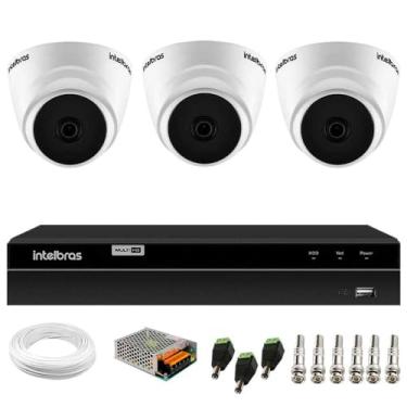Imagem de Kit 3 Câmeras Intelbras Vhd 1220 G7 Dome Full Hd com Visão Noturna de 20m Multi Hd + Dvr Intelbras Mhdx 1204 4 Canais