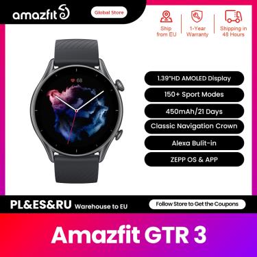 Imagem de Amazfit-Smartwatch GTR 3 para telefones Android e iOS  GTR3  GTR-3  Alexa  monitoramento de saúde