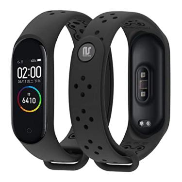 Imagem de Nandos-Store - Pulseira NSmart compatíveis com MI BAND 1/ MI BAND 2 / MI BAND 3 / MI BAND 4 / MI BAND 5 / MI BAND 6 / MI BAND 7 - (MI BAND 4, Preta NK)