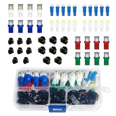 Imagem de Alopee 52 peças de luzes de LED para painel e kits de soquetes 194 168 T10 2721 74 T5 12 V conjuntos de lâmpadas de substituição de LED para painel de medidor de cluster, luz de mudança de marcha (com uma caixa de armazenamento retangular)