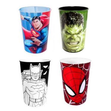 Imagem de Coleção Copos Suco Refrigerante Hulk Spiderman Superman Batman - Plasu
