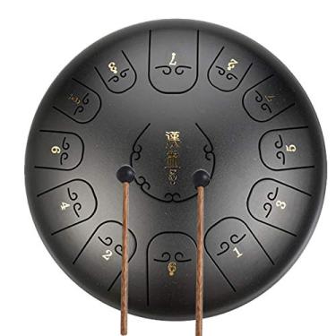 Imagem de Tambor de língua de aço 12 polegadas 13 notas tambor panela percussão instrumento de tambor de aço tambor handpan, tambor etéreo com bolsa de viagem, livro, marretas, palhetas de dedo (30 cm x 30 cm)