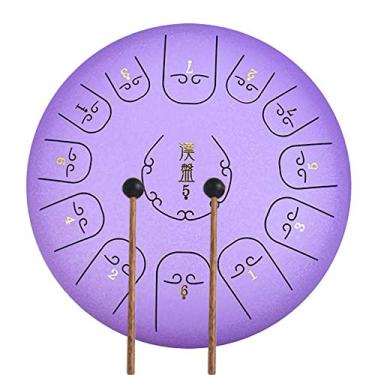 Imagem de Tambor de língua de aço 12 polegadas 13 notas tambor panela percussão instrumento de tambor de aço tambor handpan, tambor etéreo com bolsa de viagem, livro, marretas, palhetas de dedo (30 cm x 30 cm)