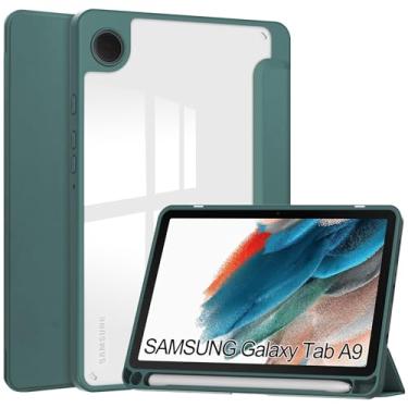 Imagem de Capa protetora para tablet PC capa fina compatível com Samsung Galaxy Tab A9 8 polegadas capa com parte traseira transparente transparente e capa de moldura de TPU à prova de choque, suporte