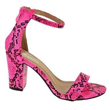 Imagem de Top Moda Women's HAnnah-1 Ankle Strap High Heel Sandal, Neon Pink Snake (6.5, Neon Pink Snake)