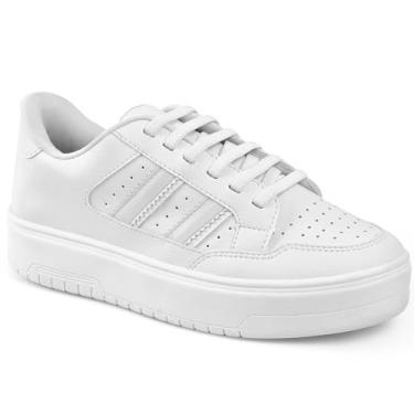 Imagem de Tênis Flatform Casual Confortável Plataforma Clássico Casual branco37