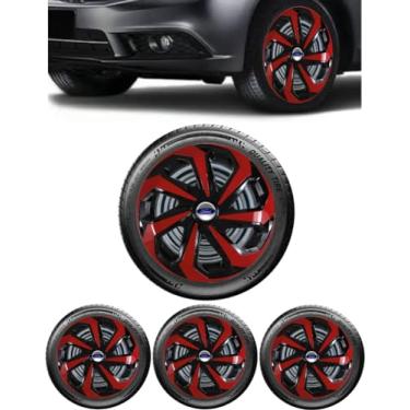 Imagem de Jogo 4 Calotas Esportivas Spider aro 14 (Preto/Vermelho) (FORD)