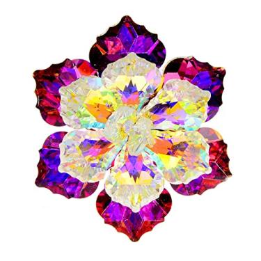 Imagem de Muloo Broche de flor de cristal brilhante feito à mão broche de lapela roupas crachá acessórios de festa joias presente para noivas mulheres menina broche de flores, Cristal