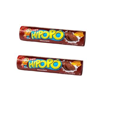 Imagem de Biscoito Bolacha Hipopó Recheado Chocolate 100Gr-Kit 30Un