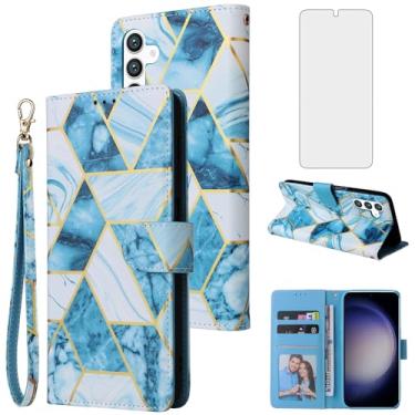 Imagem de Asuwish Compatível com Samsung Galaxy S24 5G capa carteira e protetor de tela de vidro temperado couro flip suporte suporte acessórios celulares capas de telefone para S 24 24S GS24 G5 azul