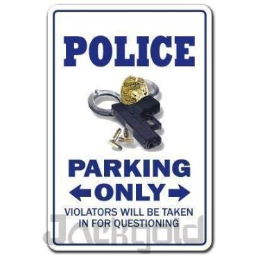 Imagem de Nova placa de aviso de rua decoração de parede policial estacionamento oficial policial policial lei presente engraçado patrulheiro detetive sinal de aviso decoração pátio placa de escritório placa de