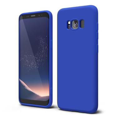 Imagem de oakxco Capa de telefone projetada para Samsung Galaxy S8 de silicone líquido, capa de gel lisa e fina de borracha macia TPU para mulheres e meninas, proteção sólida fosca e à prova de choque, azul royal