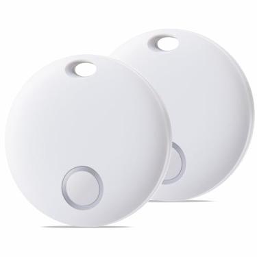 Imagem de Reyke Smart Tag, rastreador de bagagem Bluetooth. Funciona com Apple Find My (apenas iOS), localizador de itens para chave, bagagem, mochila, carteira, IP67 impermeável, pacote com 2 - branco