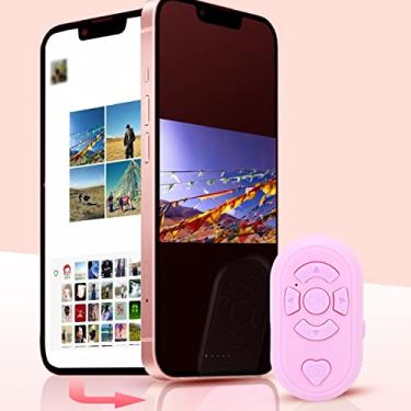 Imagem de TIK Tok Remote, botão de selfie do obturador remoto da câmera, girador de página remoto Doumsic recarregável para aplicativo Kindle, anel de rolagem TIK Tok, compatível com iOS e Android (rosa)