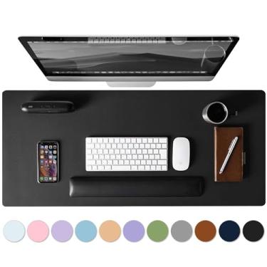 Imagem de Protetor de mesa de couro, tapete de mouse, tapete de computador antiderrapante para mesa, tapete de mesa de escritório de couro PU para escritório em casa, à prova d'água para laptop para teclado e