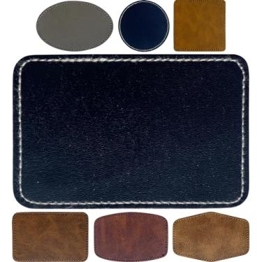 Imagem de Couro retangular preto/remendos de couro/lençóis com adesivo com gravação a laser em branco para passar a ferro/impressão UV/bonés de beisebol/bonés de caminhão/gorro/folhas de couro Fedora Heat Press