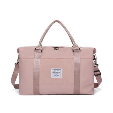 Imagem de KARRESLY Bolsa de viagem feminina, bolsa de ombro para fim de semana, bolsa esportiva para academia, à prova d'água, Rosa claro, free size