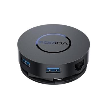 Imagem de FORIDA Mini Estação de Ancoragem USB C Dual HDMI Monitor 4K HDMI USB C Adaptador 1 Gbps Ethernet 100W Power Delivery Leitor de cartão micro SD para MacBook/Dell/HP/Lenovo