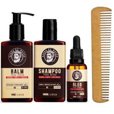Imagem de Kit Barba Shampoo Balm e Oleo Pente Alinhador Barba de Macho
