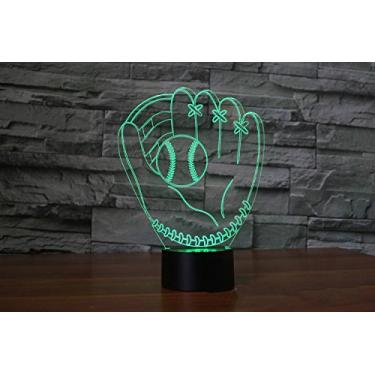 Imagem de Luva de Baseball Luz da Noite Acrílico 3D Ilusão Lâmpada 16 Mudança de Cor Toque-Remoto Mesa Decoração Lâmpadas LED Brinquedo Presente Humor Luz Sono N-341