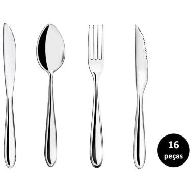Imagem de Jogo Talhares Inox Lagoa 16 Peças Garfo, Colher, Faca Mesa e Churrasco Prime - Yazi