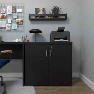 Imagem de Armário Baixo com 2 Portas para Escritório Preto