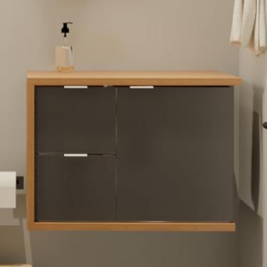 Imagem de Gabinete Toucador Para Banheiro Florença 66,6cm Sem Cuba Grafite